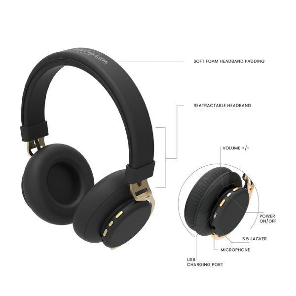 Ultra-Link Active Series Black & Gold Wireless Headphones
