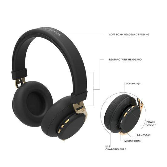 Ultra-Link Active Series Black & Gold Wireless Headphones